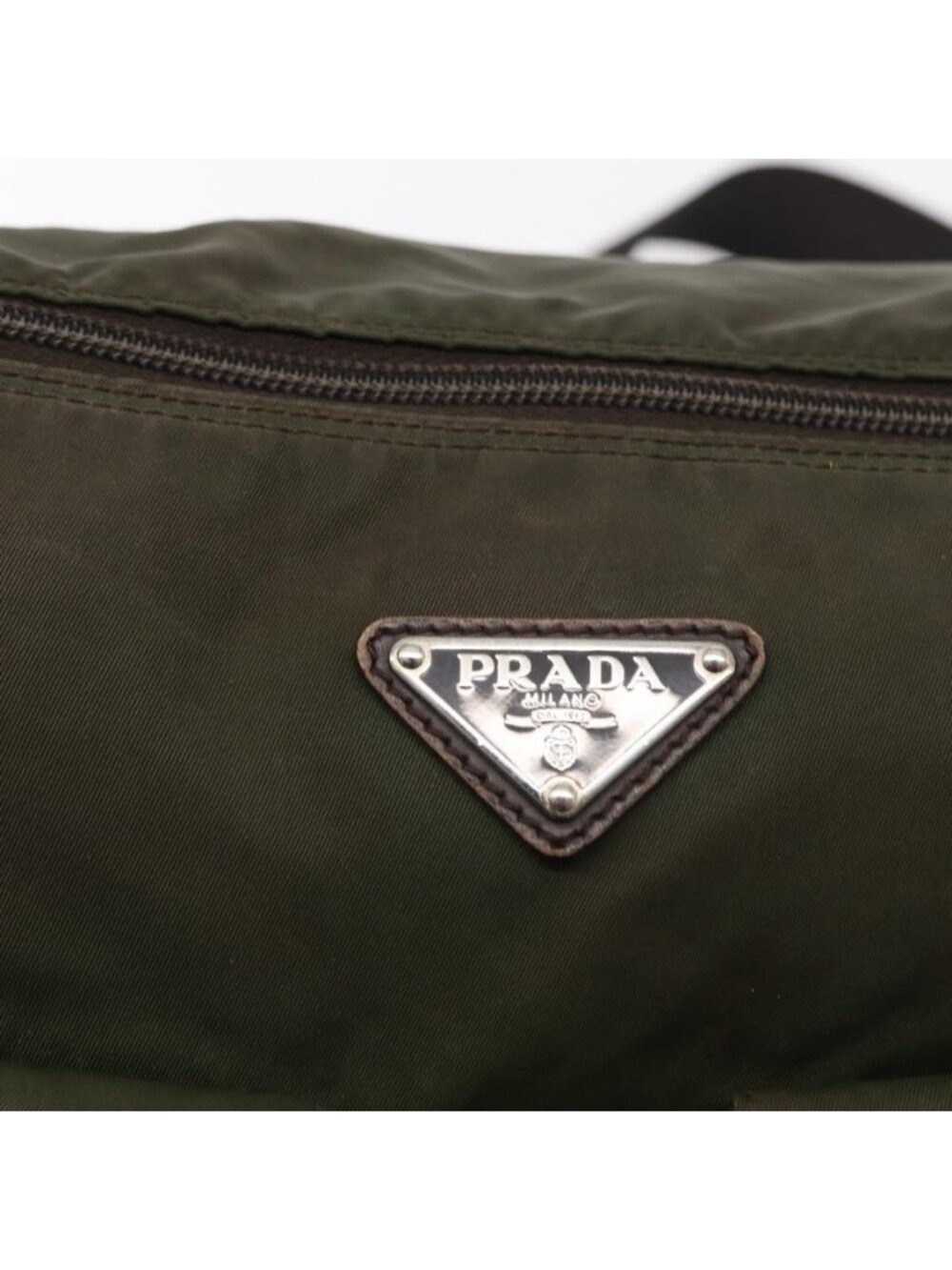 Authentic PRADA Shoulder Bag Nylon Khaki Silver - Picture 7 of 16